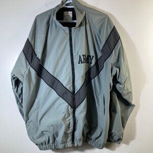 Mens Vintage IPFU Nylon Army Jacket Gray Black XL Long